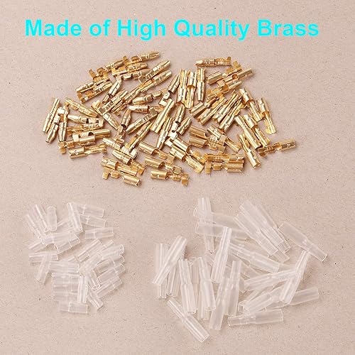 Miniatura 3 de Kinstecks Kit de conectores de bala de 0.154 in de latón macho y hembra, conector de terminales de cable con cubierta aislante para motocicleta,
