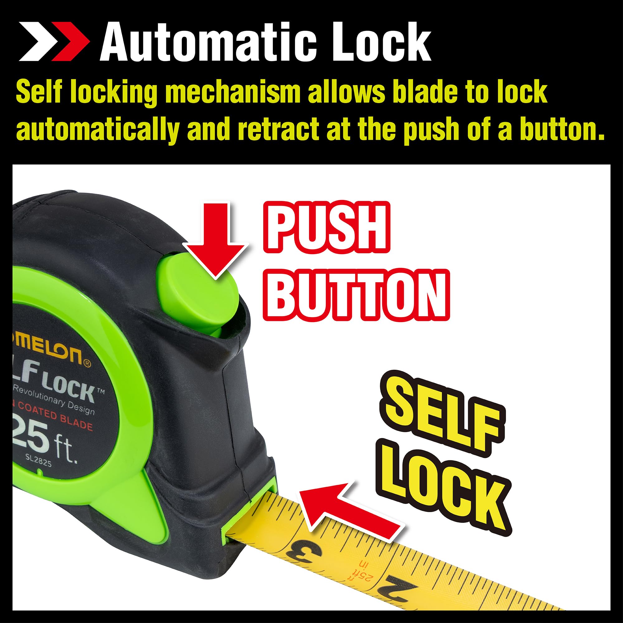 Komelon SL2825 Self Lock 25-Foot Power Tape — Amazon image 6