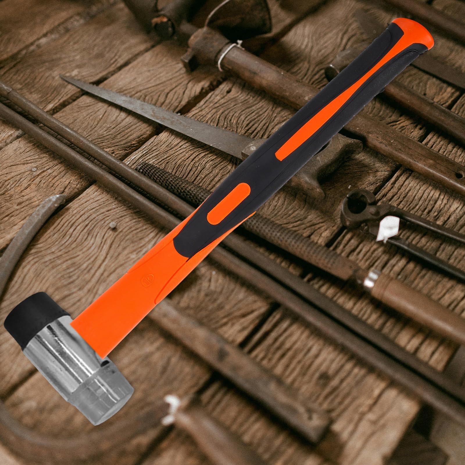TIDTALEO Mango de Repuesto para Maza de Goma Antideslizante y Antivibración Mango Recto de Goma Duradera para Herramientas de Jardinería y Mejoras del Hogar Accesorio Negro y Naranja