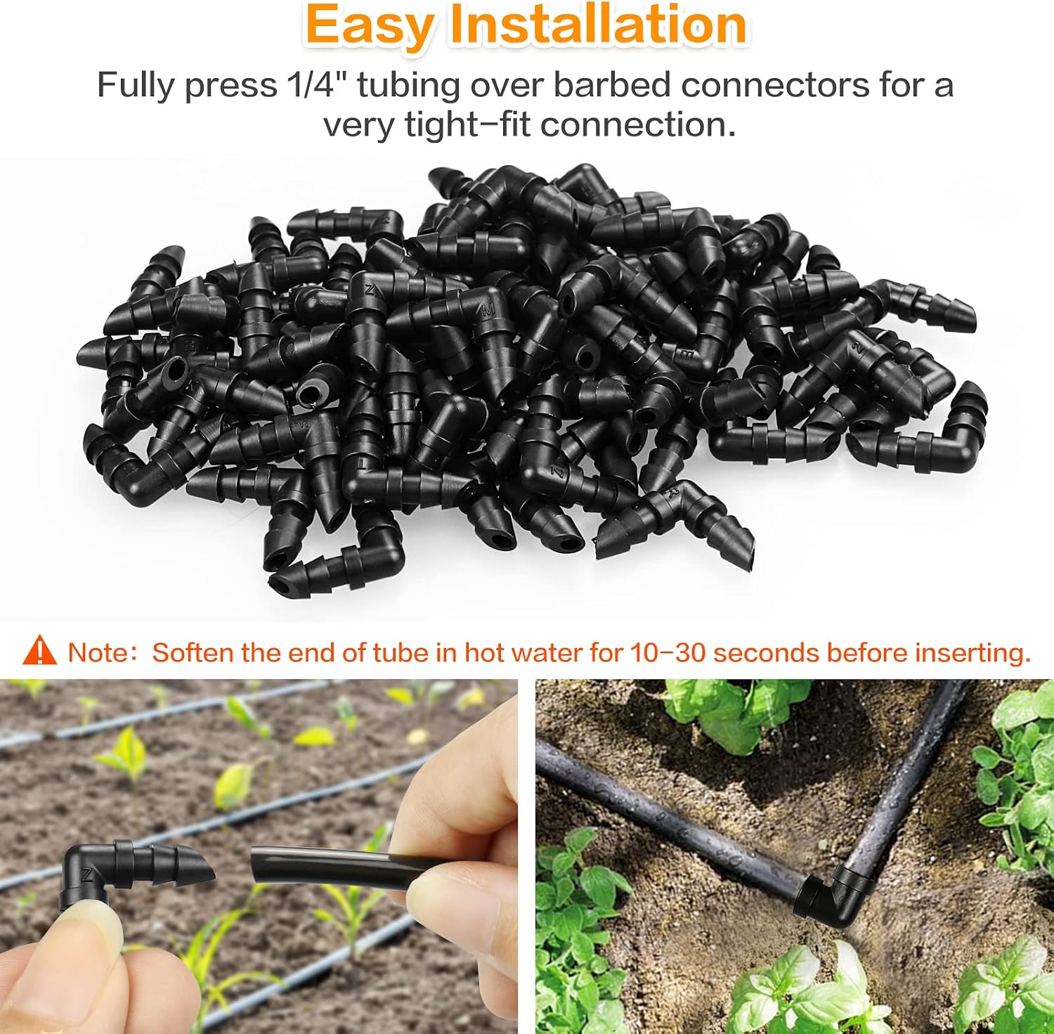 Gardrip Drip Irrigation Elbow Fittings：50 Pieces Barbed Elbow Irrigation Parts with Sharp End Fits for 1/4 Inch Irrigation Tubing Drip Line Elbow Connectors for Garden Lawn Irrigation System image 4