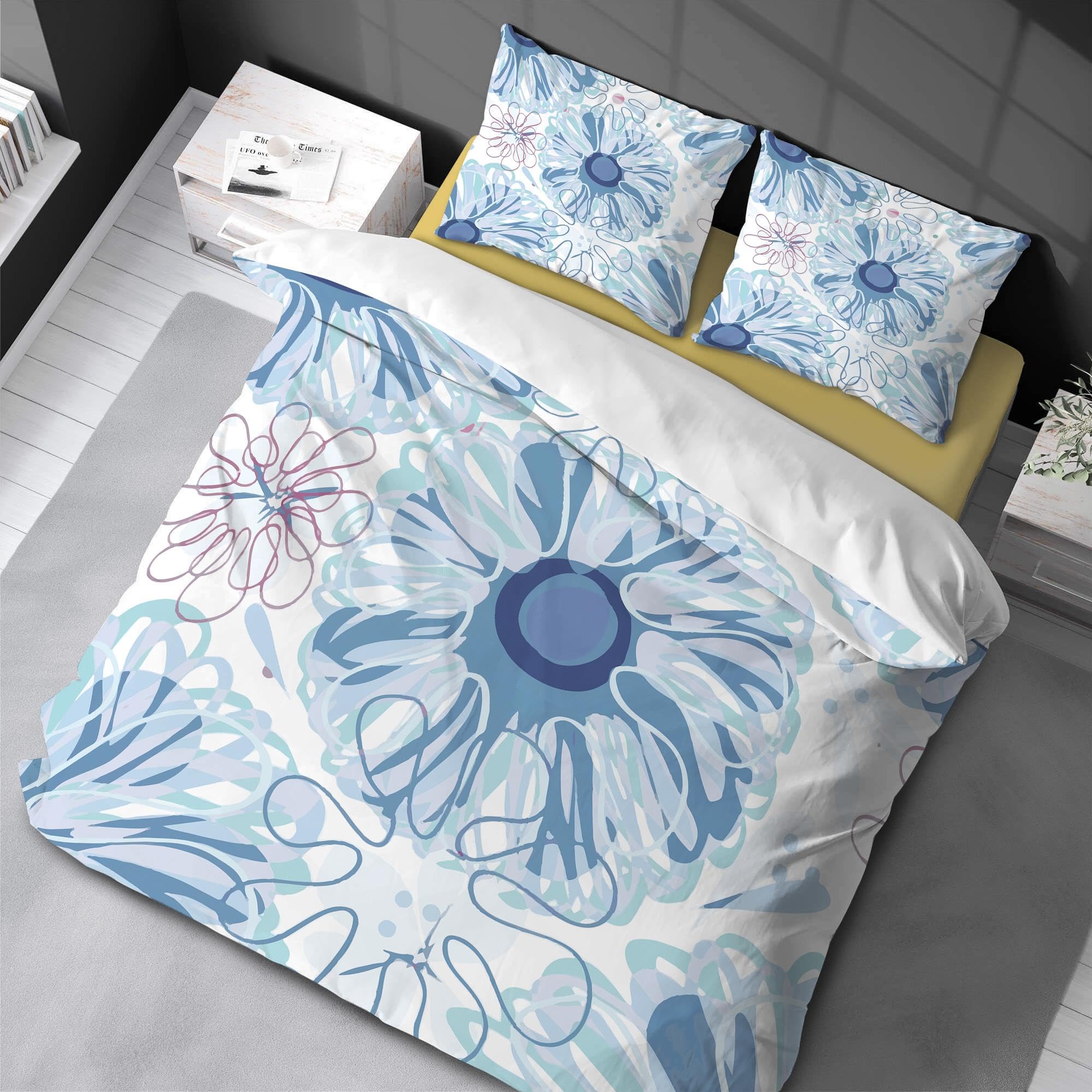 Housse de couette 220x240 cm florale 3D pour éviter la chaleur nocturne et habiller son lit
