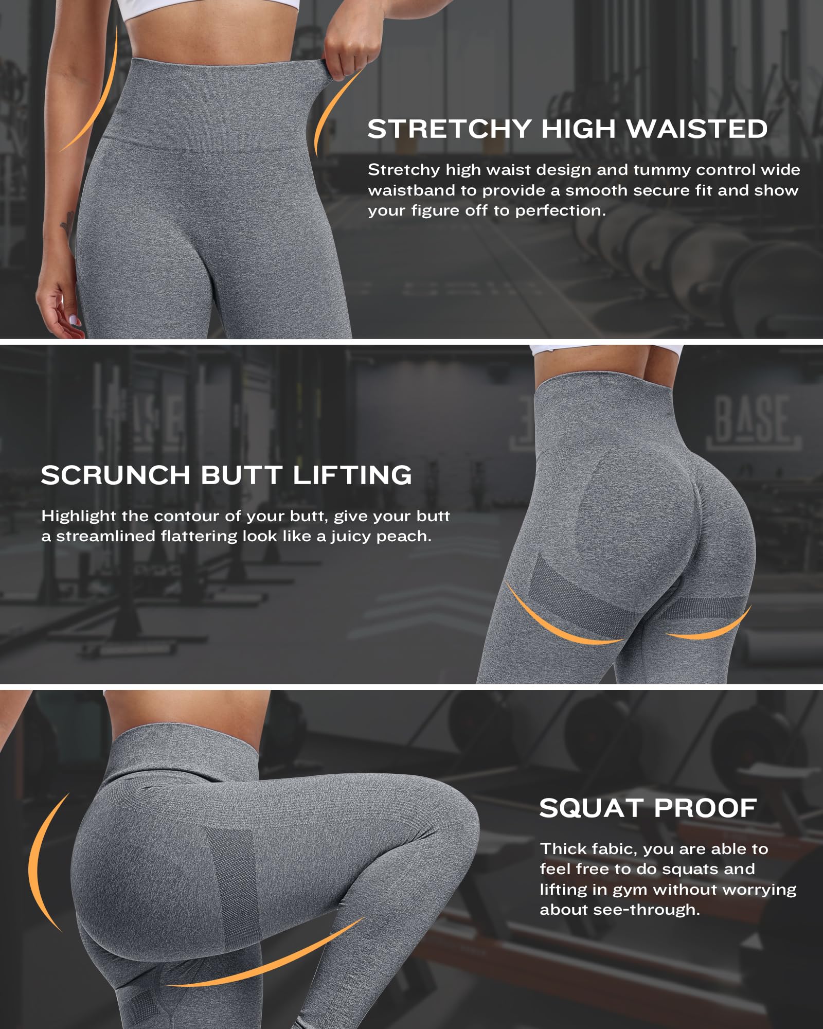 SALSPOR Workout Leggings for Women, Butt Lifting Gym Scrunch Butt Seamless Leggings