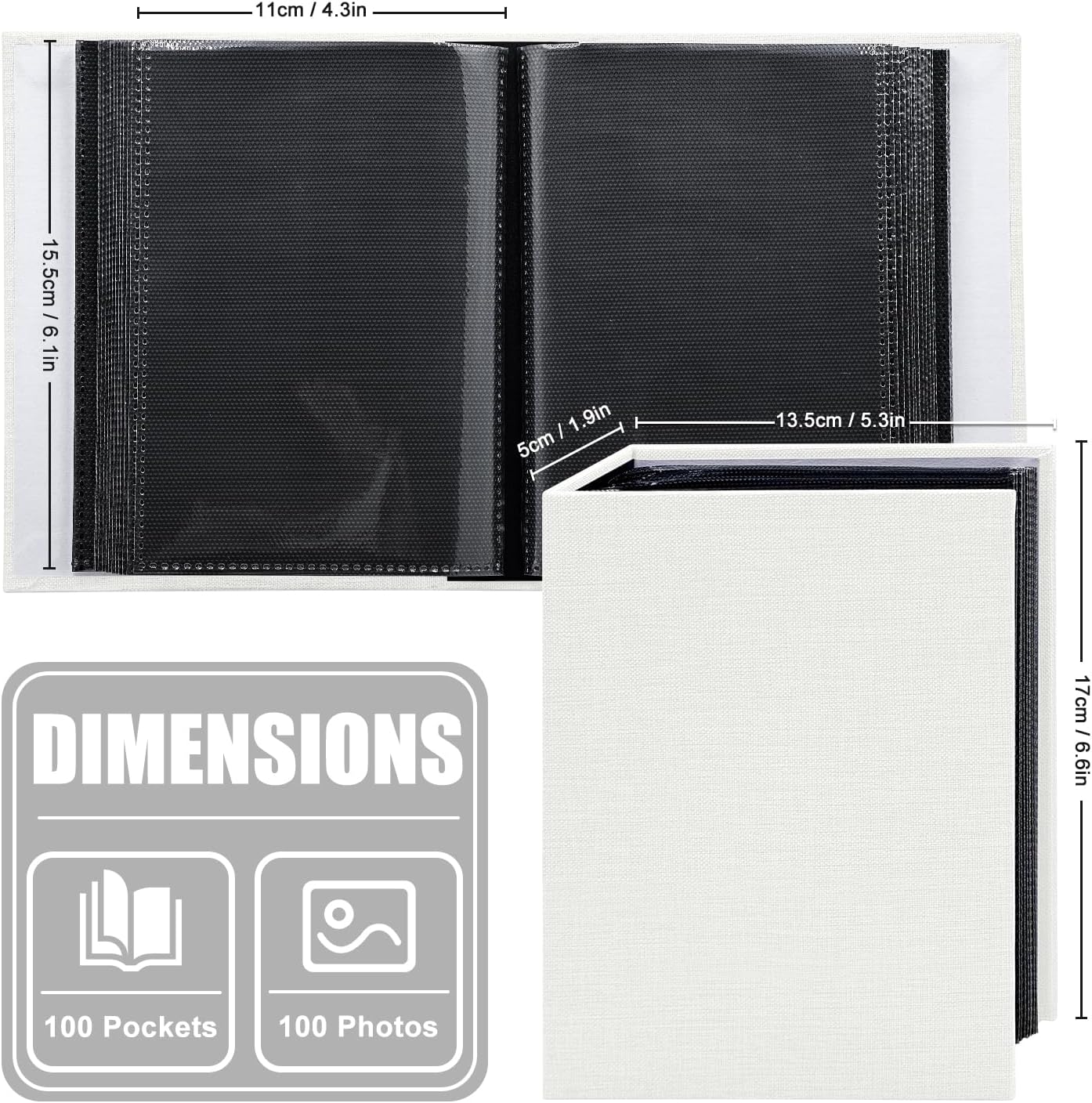 Photo Album 4x6 100 Pockets for Wedding Gifts,Linen Hardcover Picture Albums for Family Anniversary Baby Vacation Pictures image 3