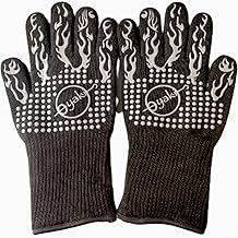 Insulated BBQ Heat Resistant Gloves - Neoprene & Polyester Barbecue Grilling Gloves with Silicone Pads for Gas Grill & Charcoal Grills Outdoor Cooking - 1400°F High Heat Fire BBQ Mittens by O-Yaki