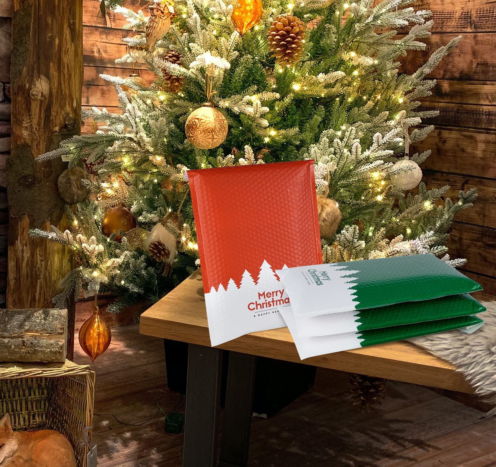 Sobres De Burbujas Navidad - 30 Unidades A4, 3 Colores (negro, Rojo, Verde), Diseño Copos De Nieve