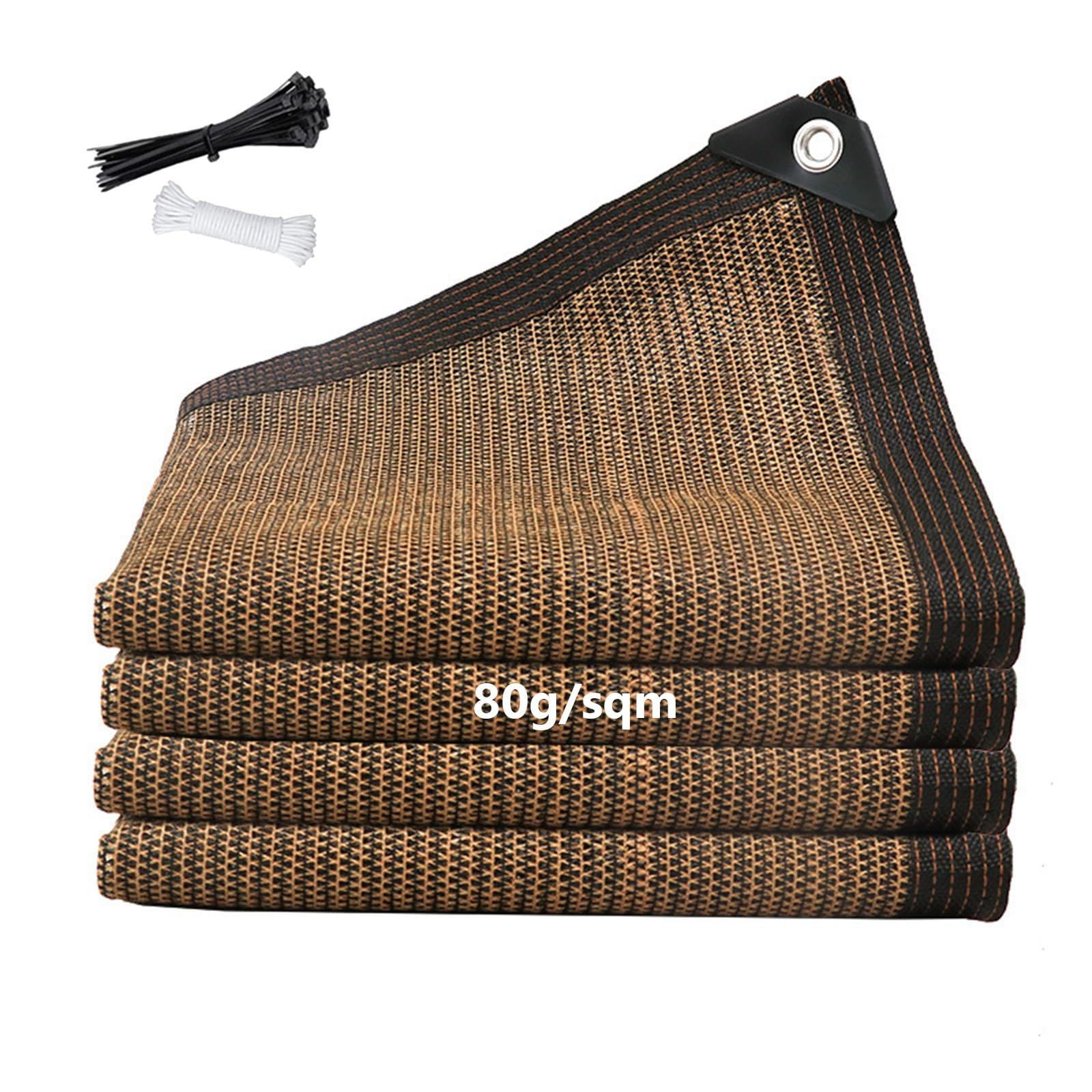 Voile d'ombrage 3x3m marron avec oeillets pour protection de pergola et auvent de terrasse