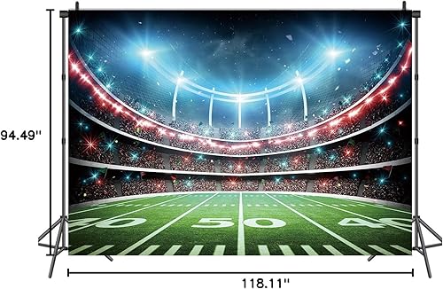 Miniatura 10 de Telón de fondo de campo de fútbol, estadio deportivo, auditorio, fondo de fotografía, decoración de fiesta temática de fútbol, pancarta de mesa para