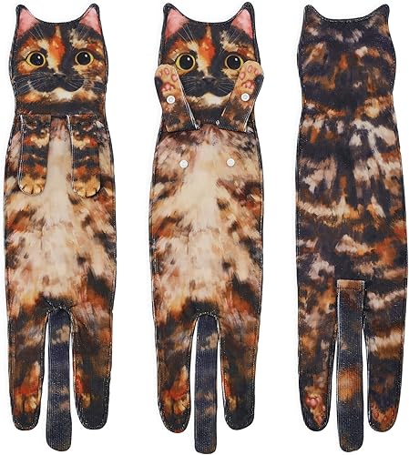 Miniatura 9 de DaisyJoy Divertidas toallas de mano para el baño y la cocina  Linda decoración decorativa para gatos toallas para la cara súper absorbentes suaves