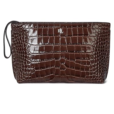 Lauren Ralph Lauren Crocodile Embossed Leather Large Pouch Wallet Women