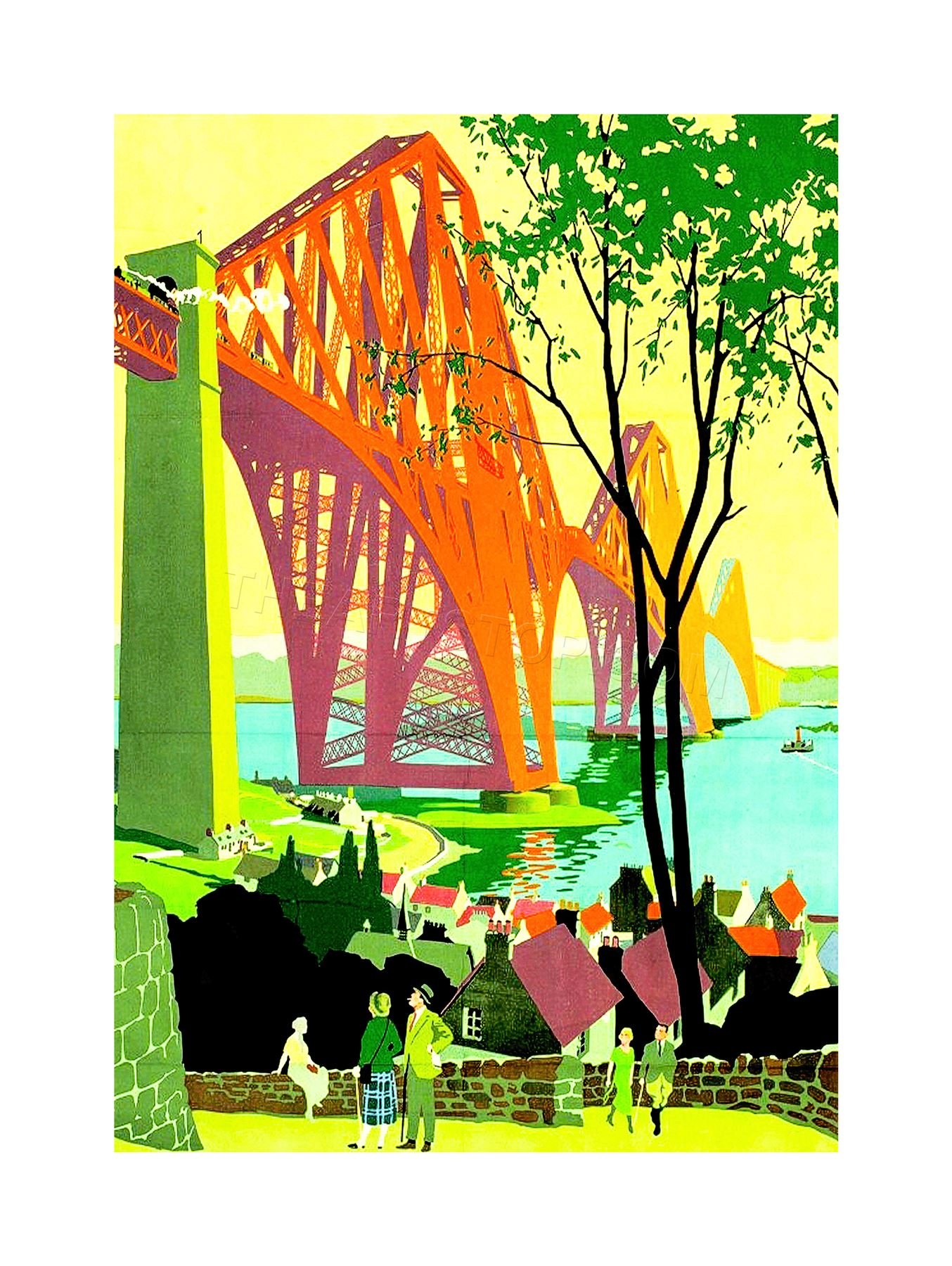 Wee Blue CooPainting Landscape Forth Bridge Dalgety Bay Scotland Wall Art Print