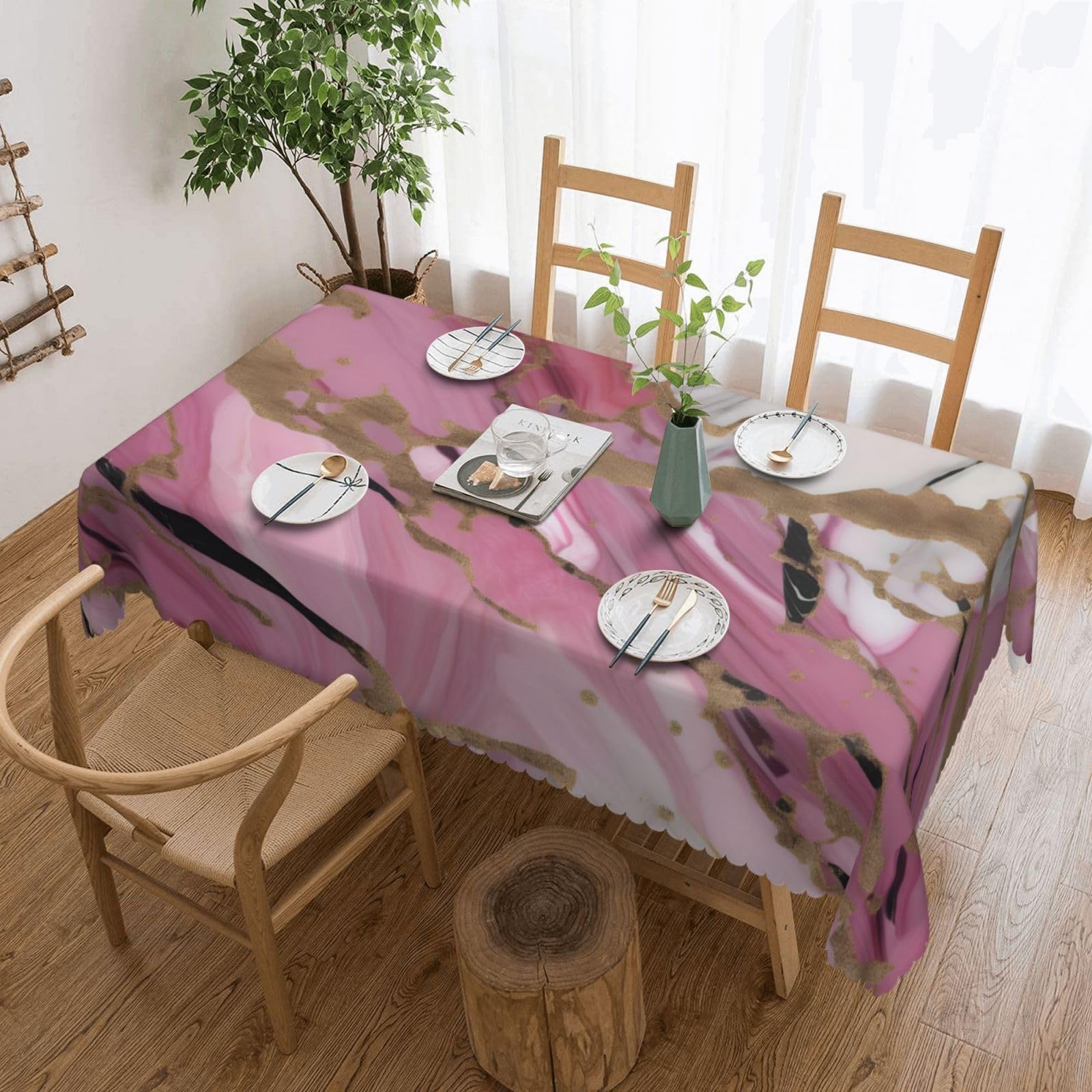 Nappe rectangulaire motif marbre de prestige en tissu rouge pour événements raffinés