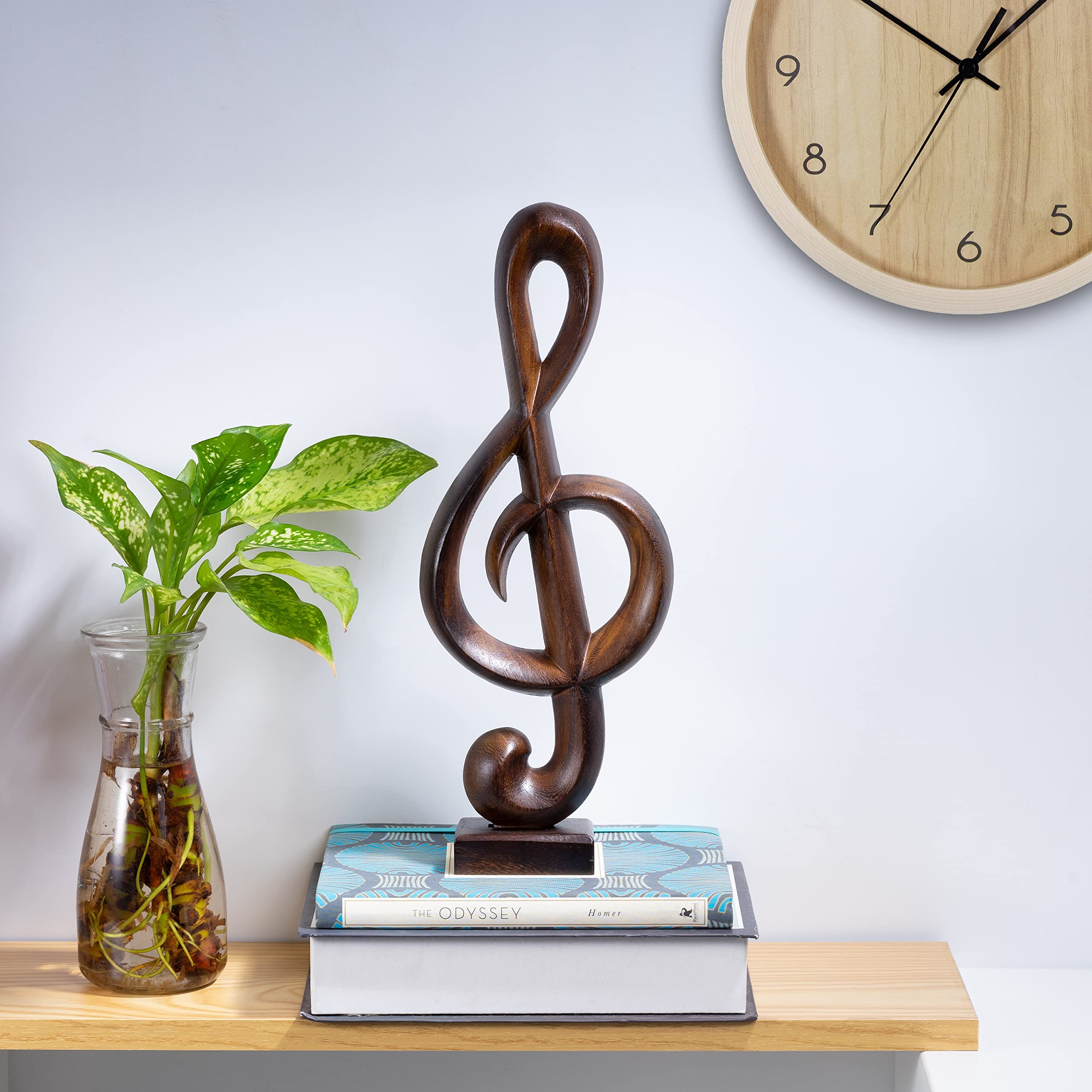 Handicraftviet Escultura de Notas Musicales de Madera para decoración del hogar y Amantes de la música
