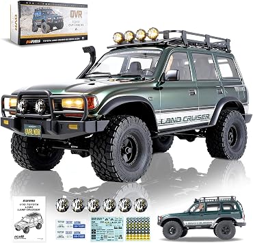 BEEZRC FMS FCX10 1/10 RC Crawler Toyota Licensed OVR Land Cruiser 80, HDR Wheel&Brushless Motor&LED Light, 4WD Off-Road RC Rock Truck, Hobby Grade Remote Control Car for Adults, RS No Battery Green