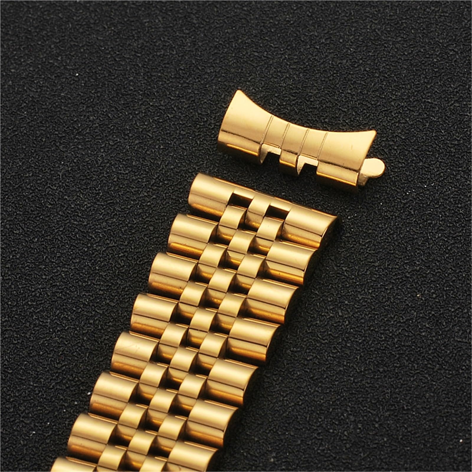 Correa de reloj de acero inoxidable con eslabones semicirculares de extremo curvo plano 2 en 1, pulsera de Metal de repuesto con correa sólida for hombres y mujeres