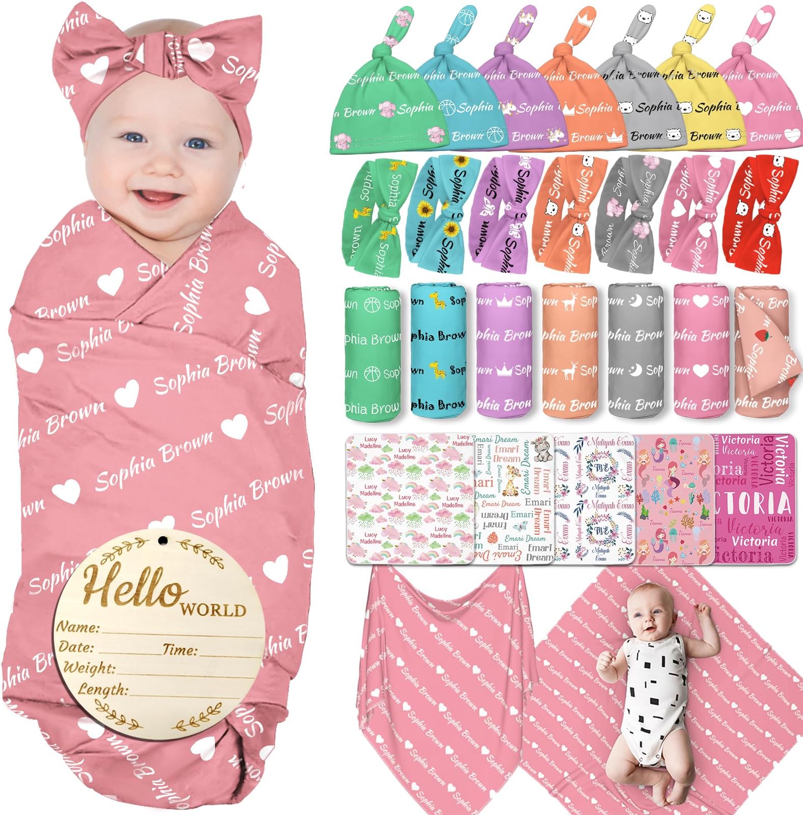 GBVllexuii Personalized Baby Girl Boy Swaddle Blanket with