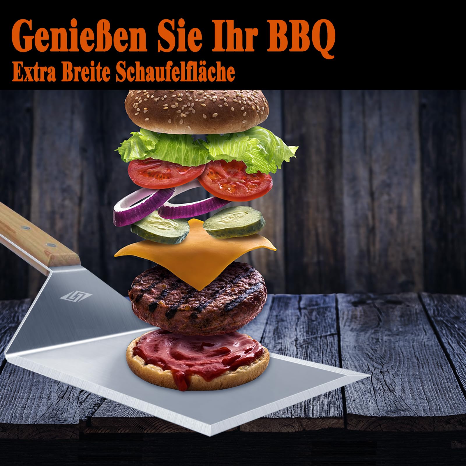 STEVEN-BULL S Spatola in acciaio inox per smash hamburger, spatola per barbecue, spatola plancha, regalo per uomini