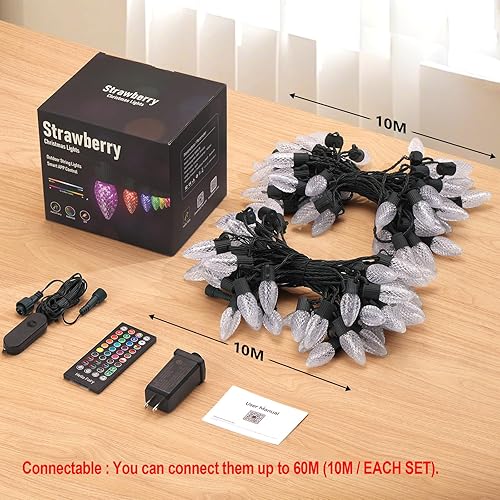 Miniatura 6 de Luces de Navidad para exteriores C9 de 66 pies, 100 LED, control remoto con aplicación inteligente, luces RGB enchufables, luces de Navidad de
