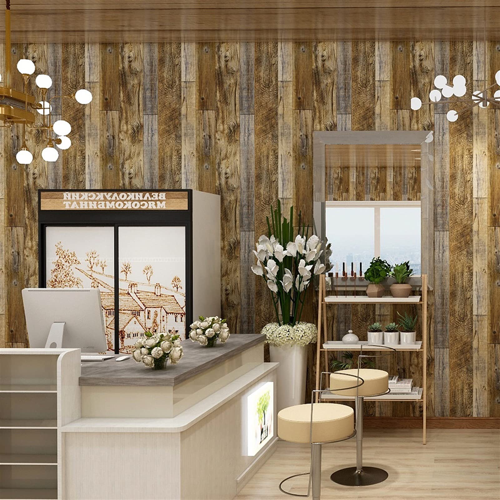 Stickers muraux Stickers muraux 3D auto-adhésifs Stickers en bois de grain de bois Meubles Meubles muraux salon Chambre à coucher Murs Décoration Fonds d'écran ​Autocollant Papier Peint