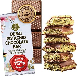 Dubai Chocolate Kunafa Pistachio Bar – 7oz | Handmade Luxury Dessert with Crunchy Kataifi & Creamy Filling, Gift for Any Special Occasion, 75% Pistachio