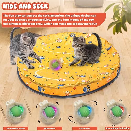 Miniatura 5 de Pelota interactiva de juguete para gatos, bola de gato autorodante de 360 con luz LED, juguete móvil activado por movimiento automático recargable