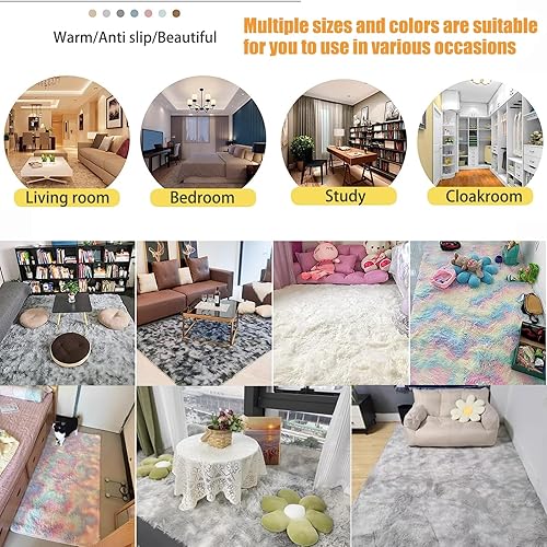 Miniatura 6 de Alfombra mullida para dormitorio, súper suave de 4.6 x 6.6 pies, alfombra lanuda para sala de estar, alfombra de interior mullida para dormitorio de