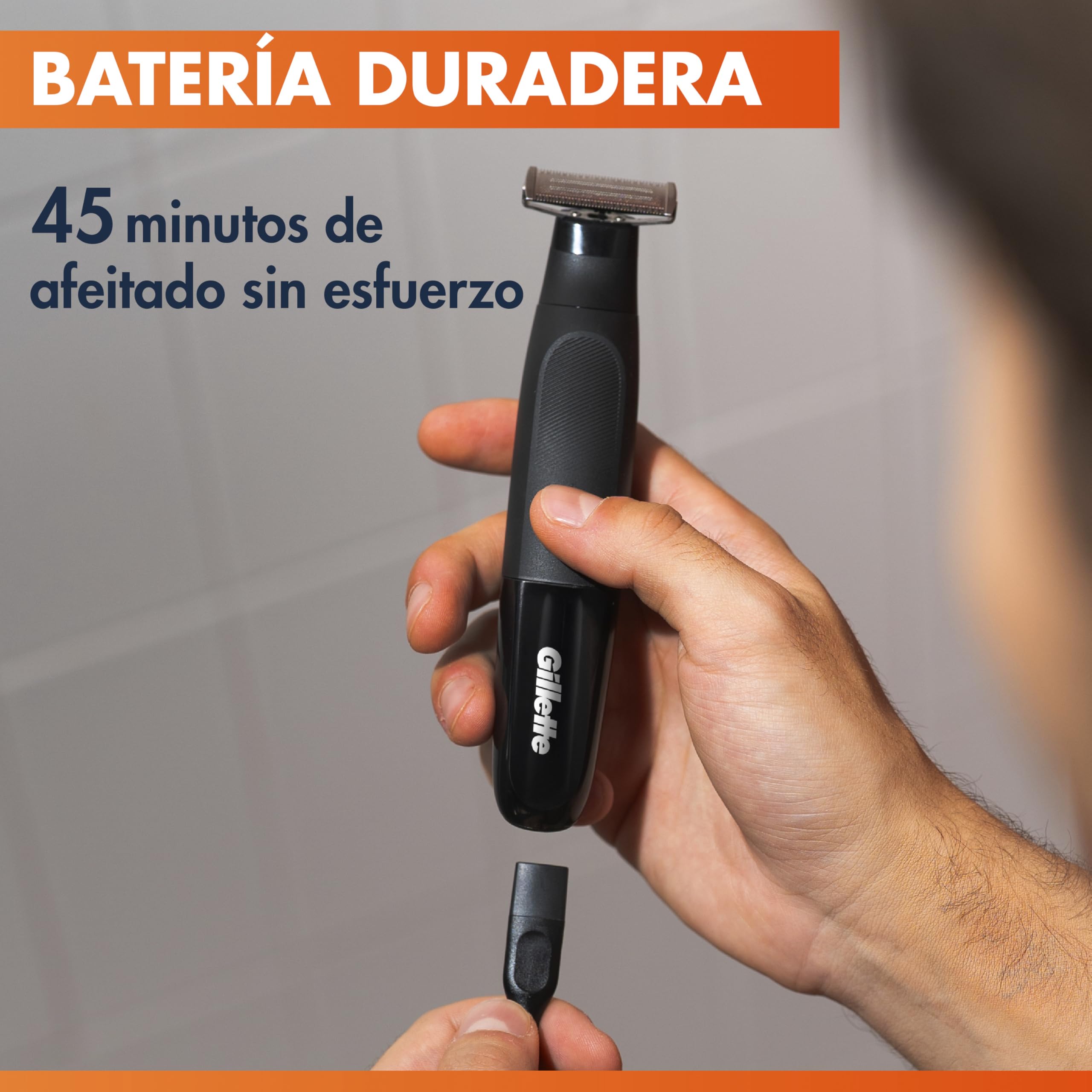 Gillette Fusion One Recortadora de Barba Y Afeitadora Corporal, Barbero Todo en Uno para Cara Y Cuerpo, Cabezal Pivotante, 4 Peines, Funda, Resistente al Agua, Inalámbrica, 45 Min de Uso, Negro