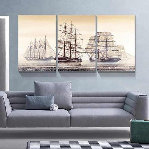 Miniatura 10 de Denozer Lienzo decorativo para pared, lienzo de ciudad europea, 3 piezas, arte de pared con flores costeras, pintura de reproducción para oficina,