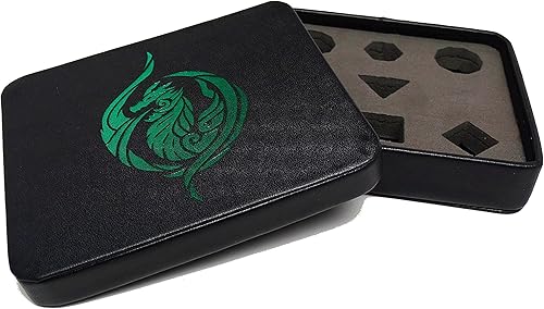 Leather Lite - Estuche de almacenamiento y exhibición de dados, perfecto para dados de plástico, metal, piedra o madera (dragón verde)