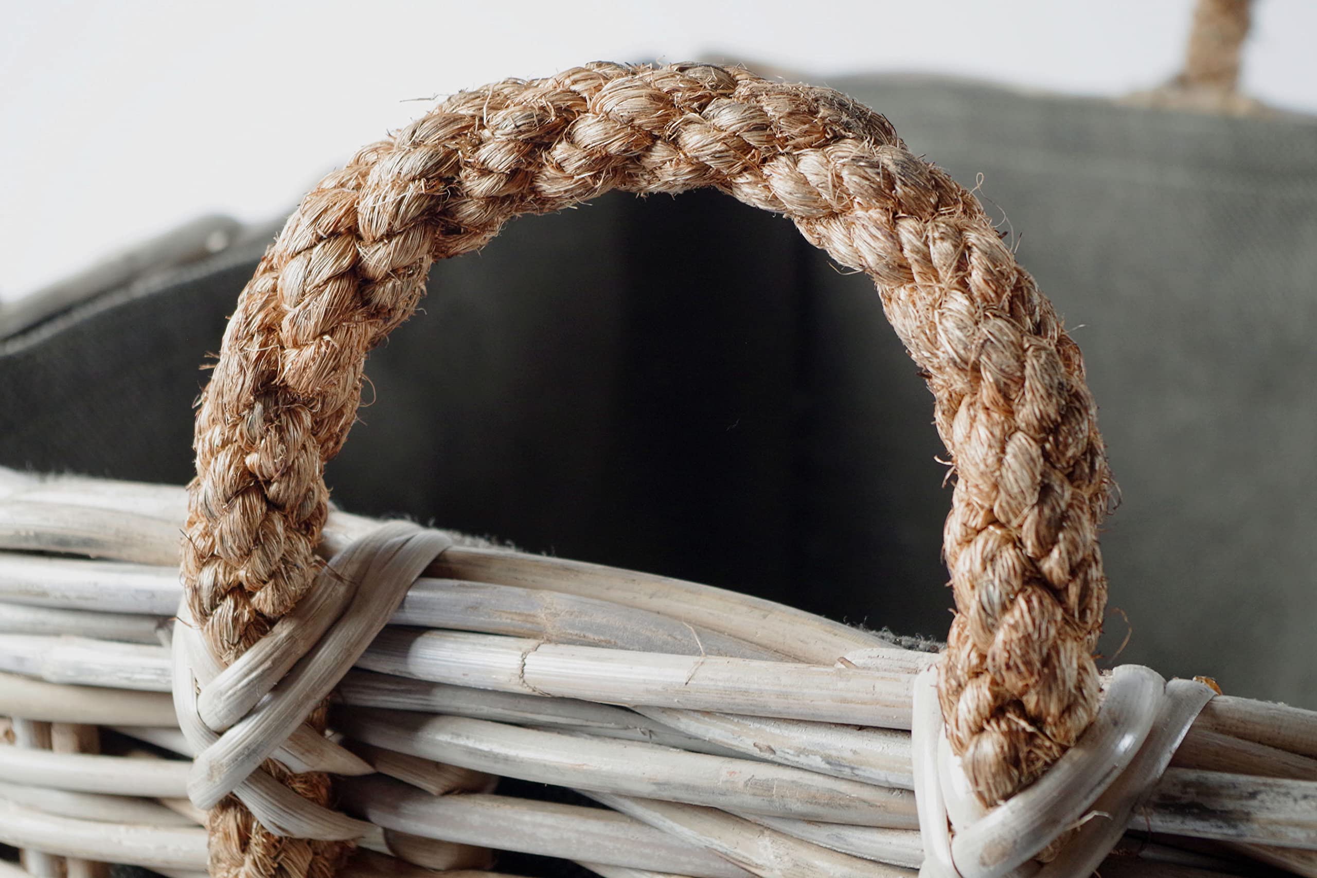 Kobolo Kaminholzwagen Holzkorb mit Rollen für Kaminholz Rattan Grey