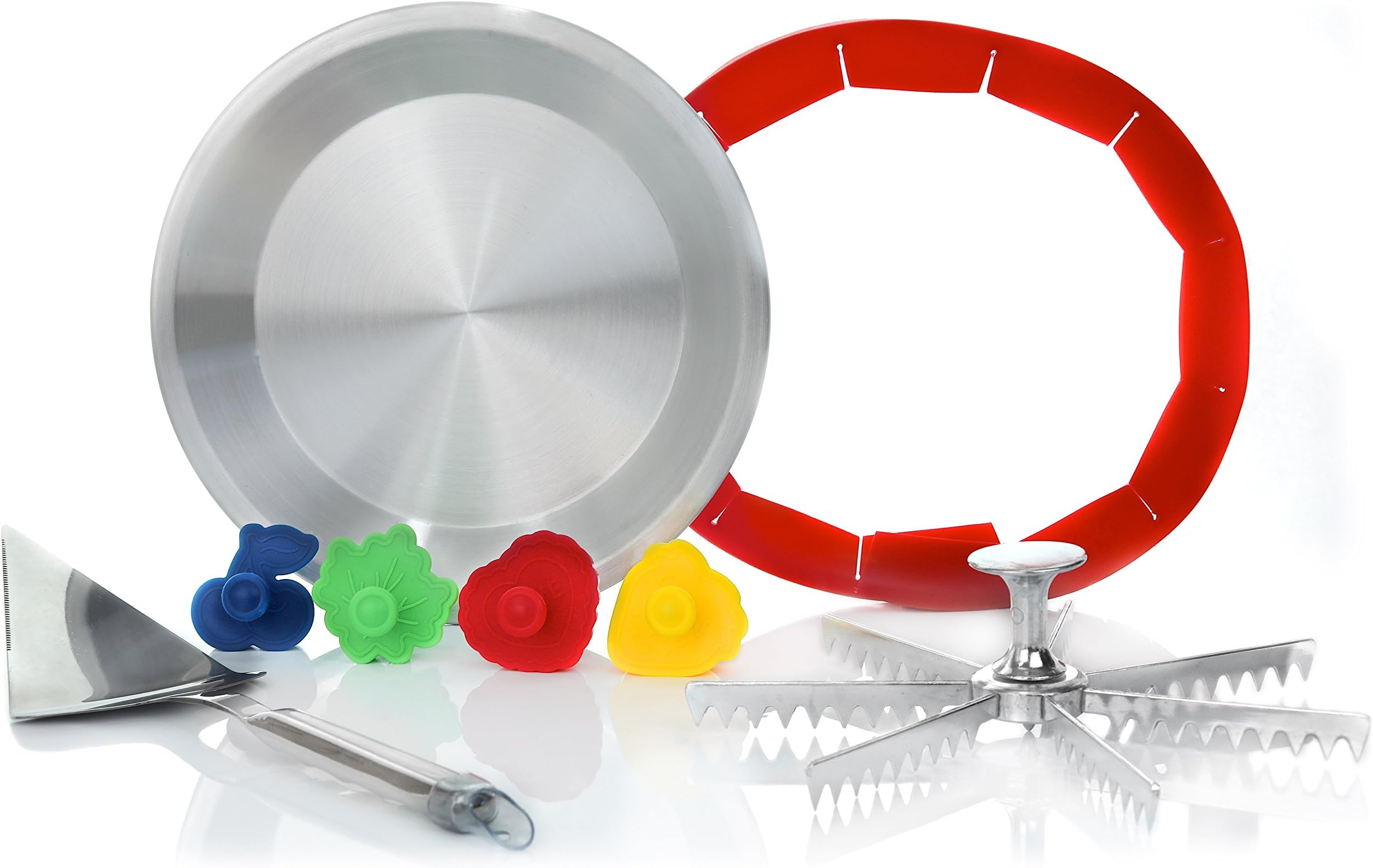 Kitchen Gems Pie Baking Supplies and Serving Utensil Set - Includes Pie Pan with Pie Cutter and Other Essential Items for Baking and Serving Pie