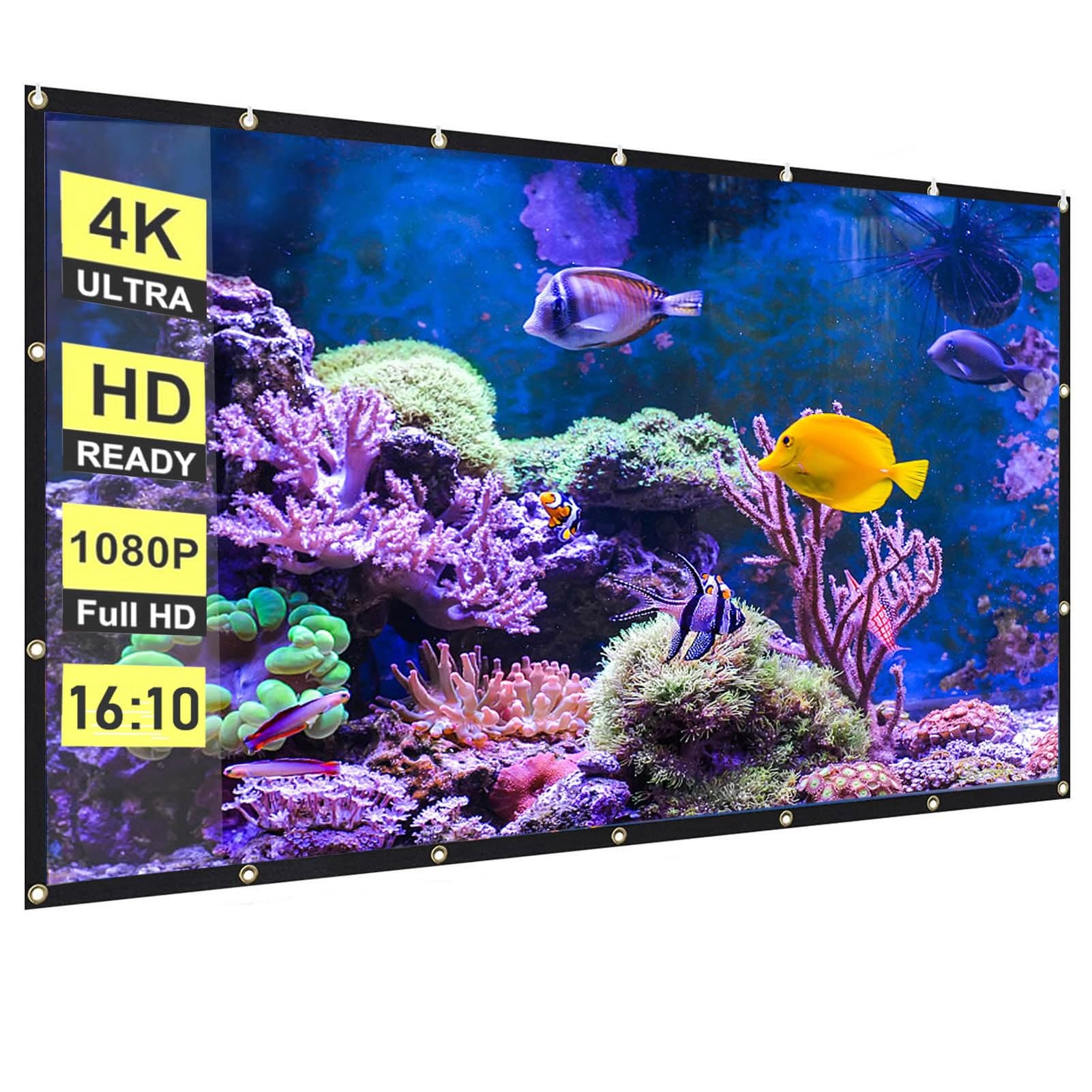 Pantalla de Proyección para Exteriores de 100 120 Pulgadas, Pantalla de Cine Portátil con Formato 16:10 y Resolución 4K HD, sin Arrugas, Ideal para Cine en Casa, Fiestas y el Jardín(92inch)