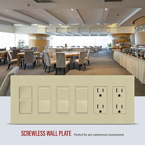 Miniatura 327 de ENERLITES SI8834-BK - Placa de pared decorativa sin tornillos, cubierta de enchufe segura, 4 entradas, 4.68 x 8.30 pulgadas (alto x largo), Negro