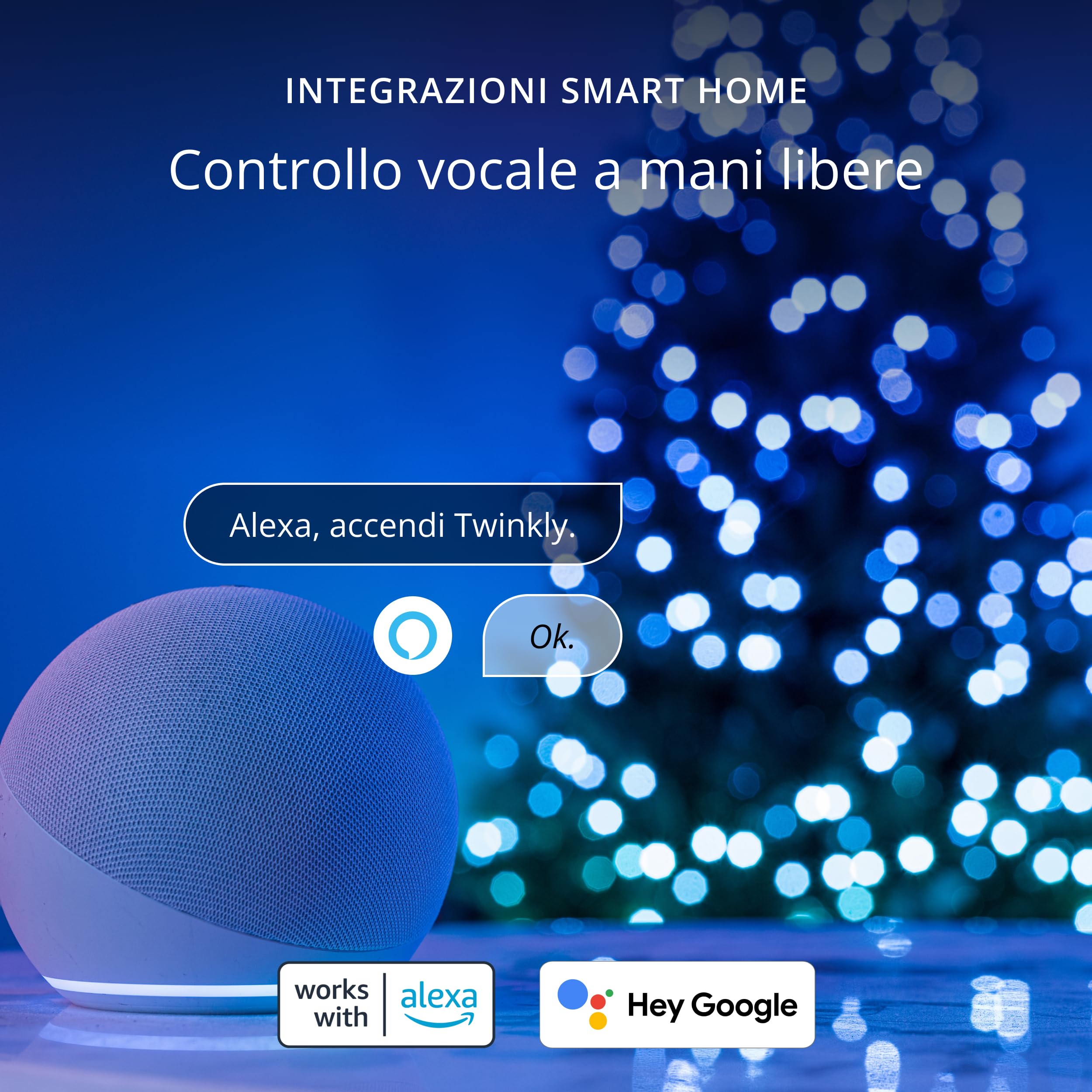 Twinkly Strings 400 LED RGB+Bianco, Striscia di Luci LED per Esterno e Interno, Luci Smart Multicolore, Compatibile con Alexa e Google Home, Luci Mappabili, IP44, Controllo App, Filo Nero, 32m