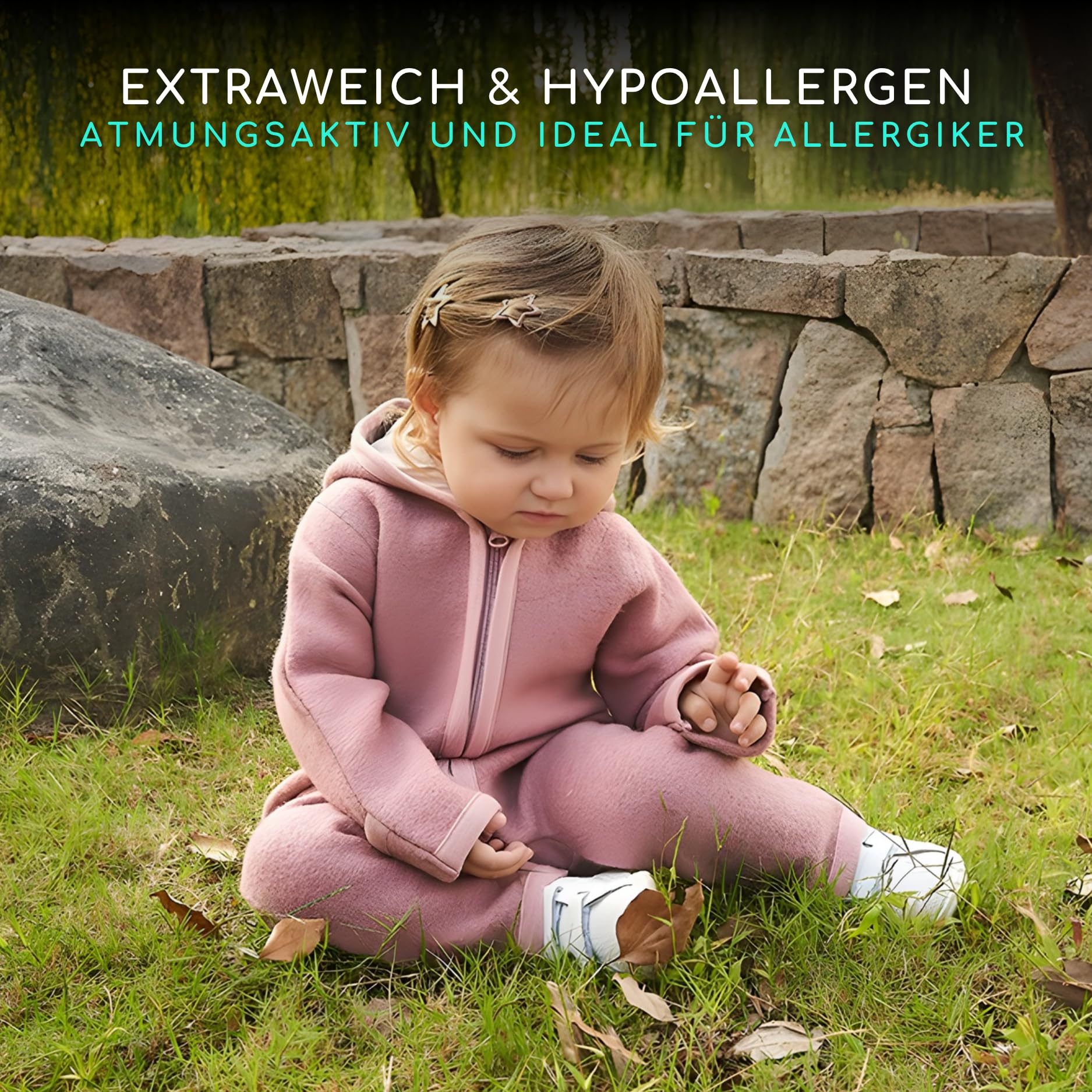 ALAVYA HOME® Baby Walkoverall aus 100% Bio-Schurwolle | Kuscheliger Wollfleece Walk Woll-Anzug für Kleinkind & Baby | Babyoverall für kalte Tage & Winter, Größen 62-104, mit Reißverschluss