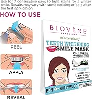 Vista 3 de Biovene Tiras blanqueadoras de dientes con máscara de sonrisa - con carbón activado y aceite de coco, apto para veganos, 14 tiras