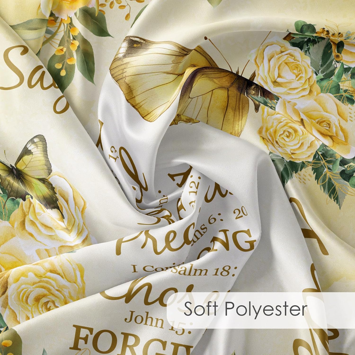 LB Farmhouse Butterfly Floral Shower Curtain Bible Verse Bath Decor 72Lx60W image 3