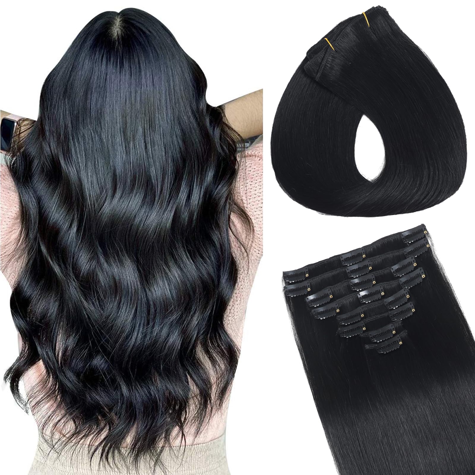 Amazon.com : Clip in Hair Extensions Real Human Hair 