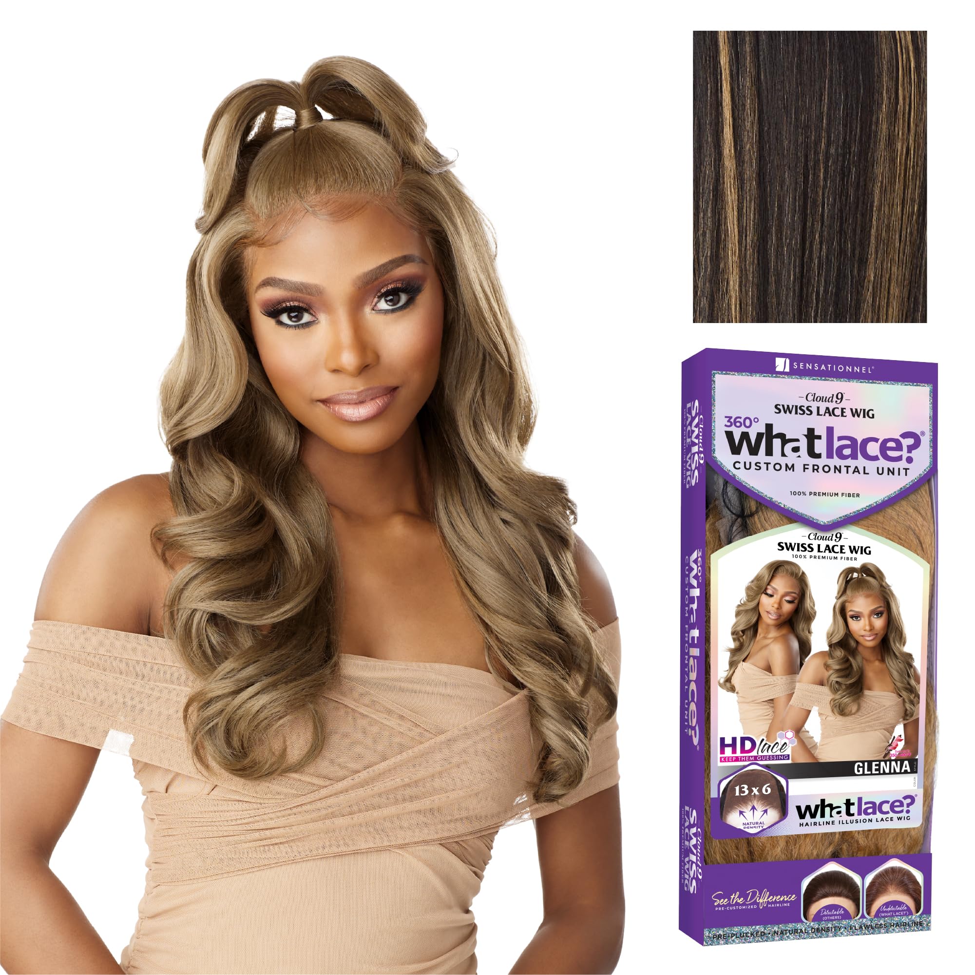 What Lace 13x6 Wigs - GLENNA synthetic wig Cloud 9 with preplucked hairline HD lace - Whatlace GLENNA (BALAYAGEGOLD)