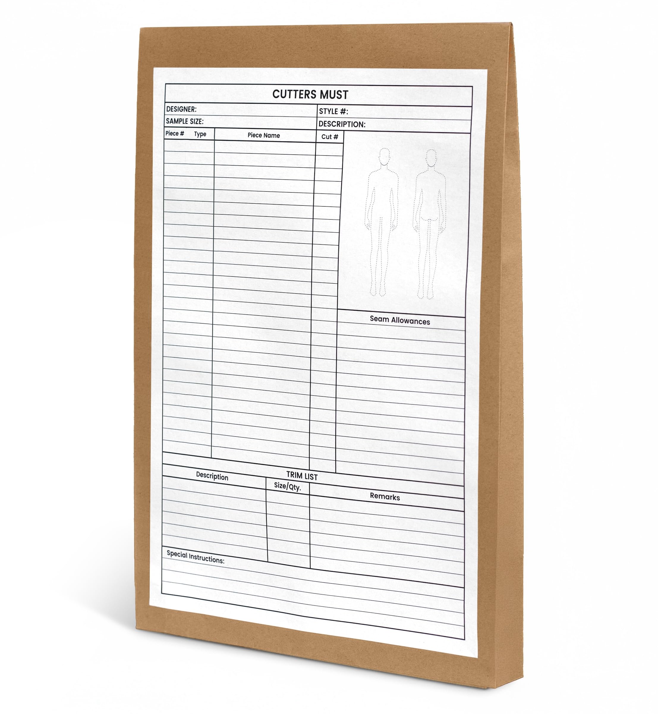 Kraft String Envelopes File with Cutter's Must Form for Storing Sewing Patterns Made of Pattern Paper, 9.8" x 13.5" with 1.3" Gusset & Button Closure (Pack of 20)