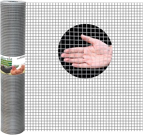 Paño de hardware soldado galvanizado en caliente, 12 pulgada 19Ga 16 "x 50 'Esgrima de alambre de pollo, cama de jardín elevada soporta rollo de