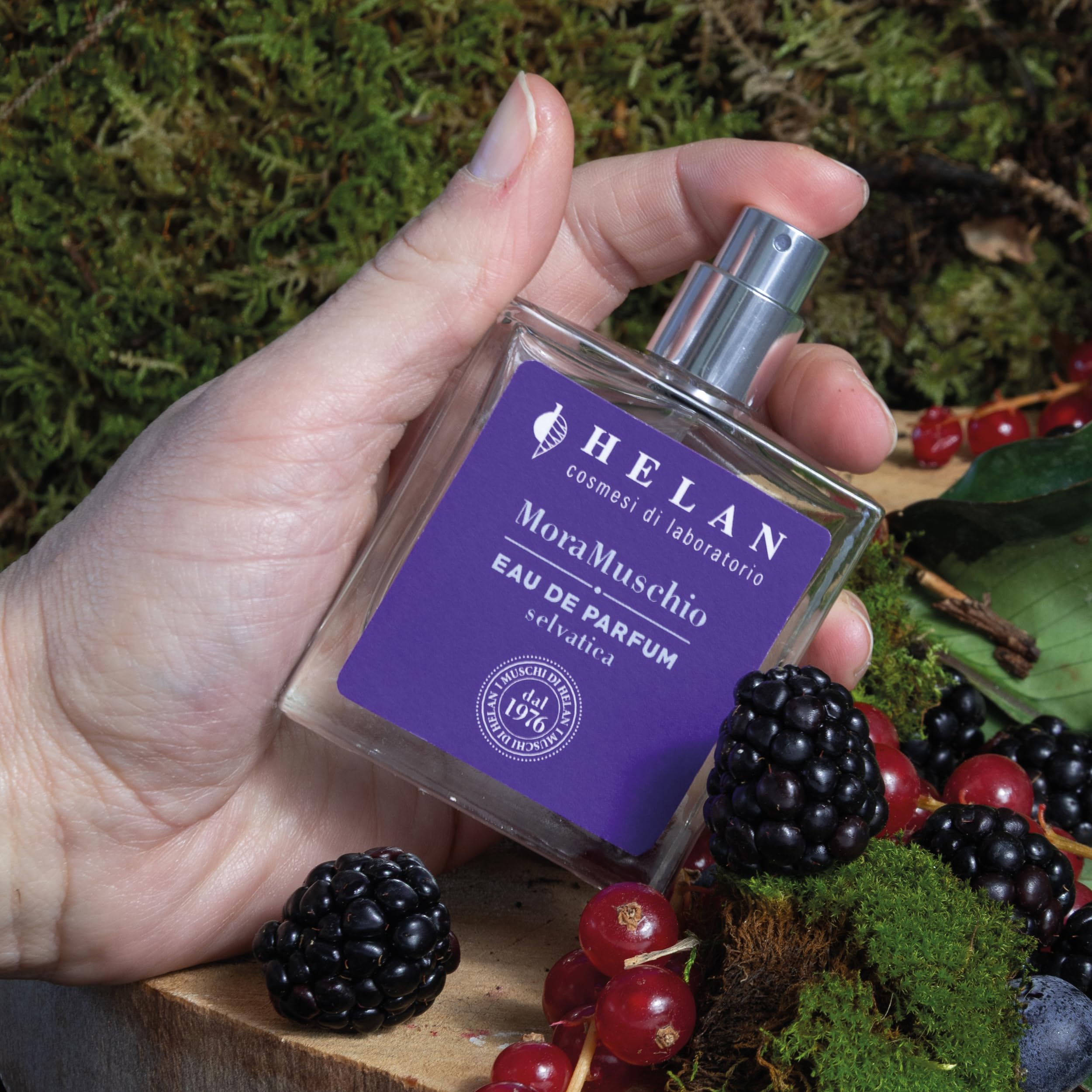Helan Mora Moss - perfumy damskie dzikie perfumy, owocowe, kwiatowe i piżmowe z jeżyną, maliną, jagodą, dziką różą i drzewem sandałowym - 50 ml, wyprodukowano we Włoszech