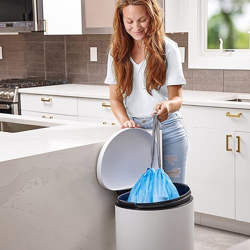 Miniatura 3 de Plasticplace Bolsas de basura de ajuste personalizado, compatibles con simplehuman Code D (100 unidades) con cordón azul tintado de 5.3 galones  20