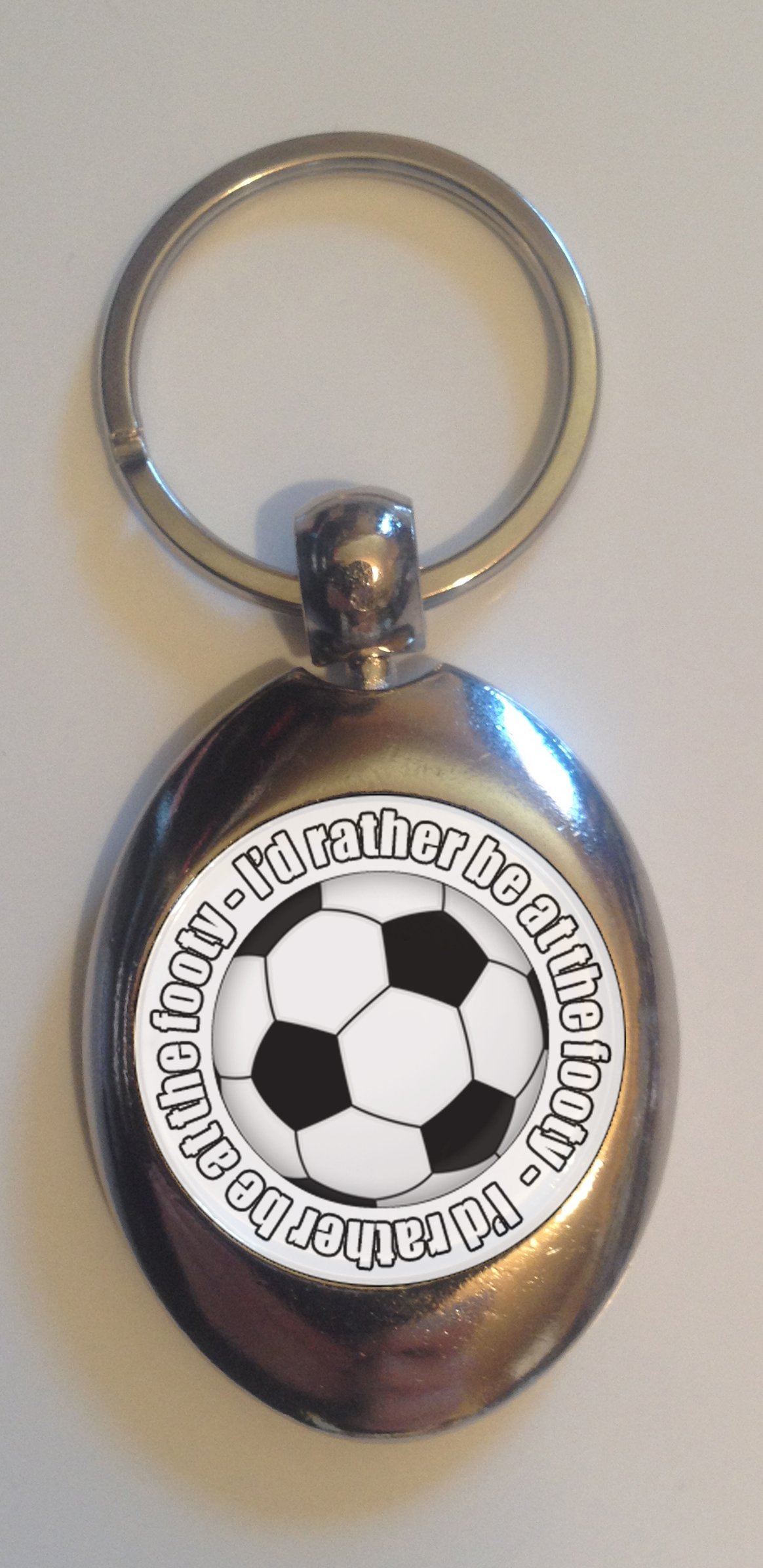 DottsMusic I'd Rather Be At The Footy - Men's Shopping Trolley Keyring - Token (£1 Coin)