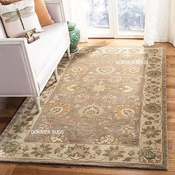 DORNIER RUGS Embossed Carved Handmade Export Quality Tuffted Pure Woollen Thick Geometrical Carpet for Living Room Bedroom Size 4 x 6 feet (120X180 Cm Multi