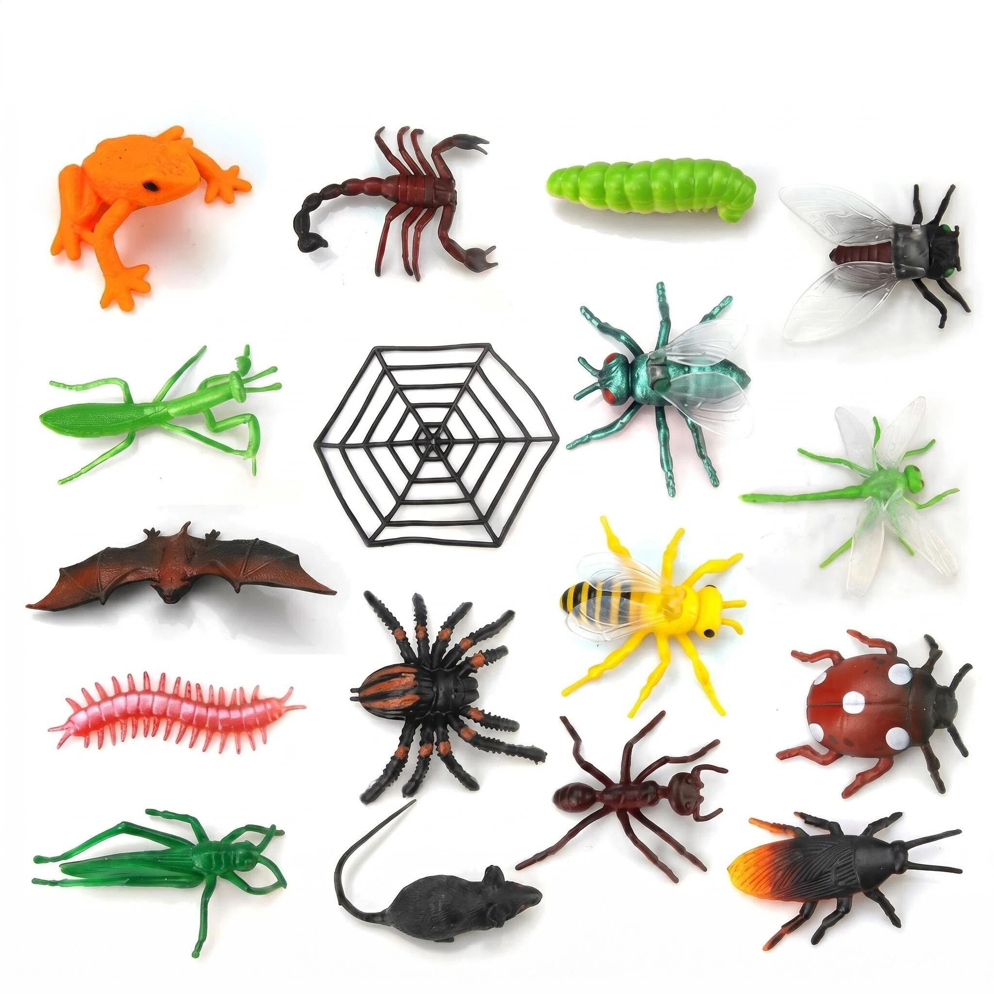 Realistic Insect Bug Figures Set, Plastic Bugs and Insect Figures, Realistic Fake Bugs and Insects, Plastic Animal Toys with Spider, Educational Toys for Halloween Prank Props Party Favors (17pcs)