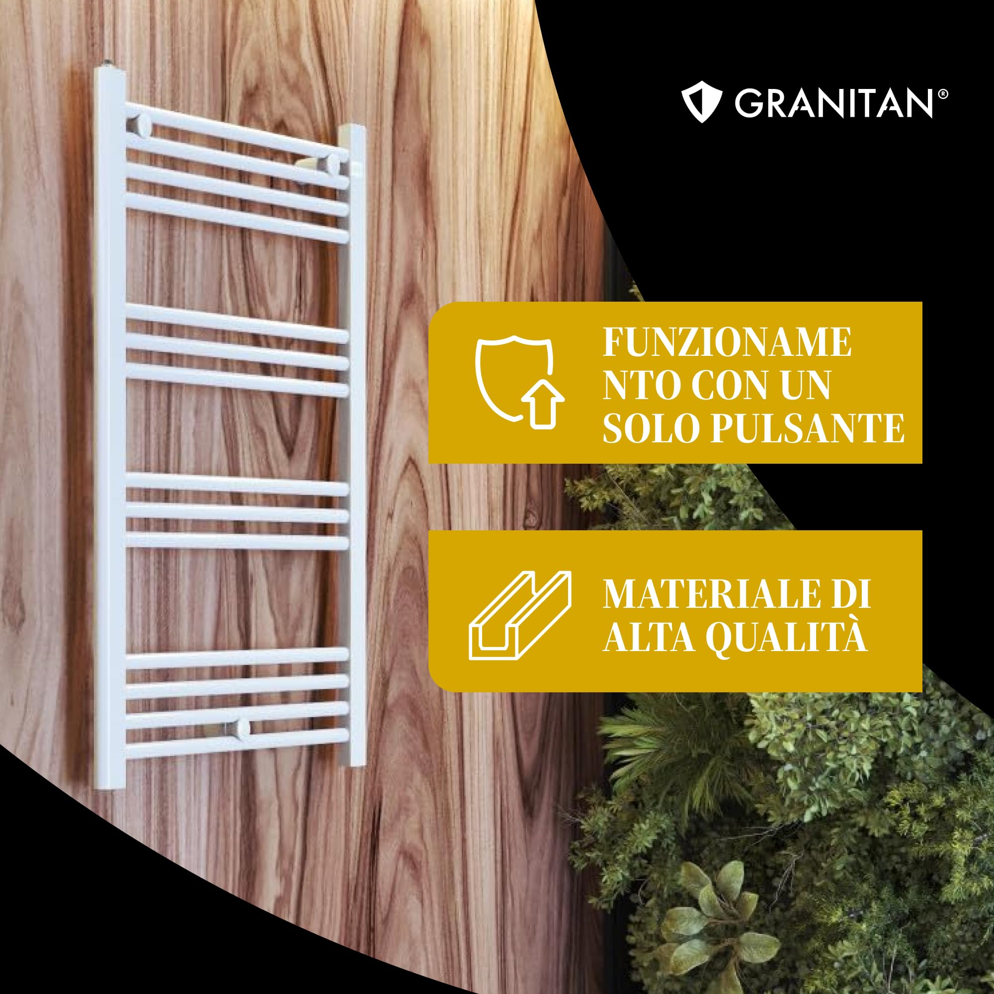 Granitan Termoarredo Bagno 50x100 cm - 440W - Termo Arredo da Bagno - Termoarredo Idraulico - Termosifone da Parete - Bianco