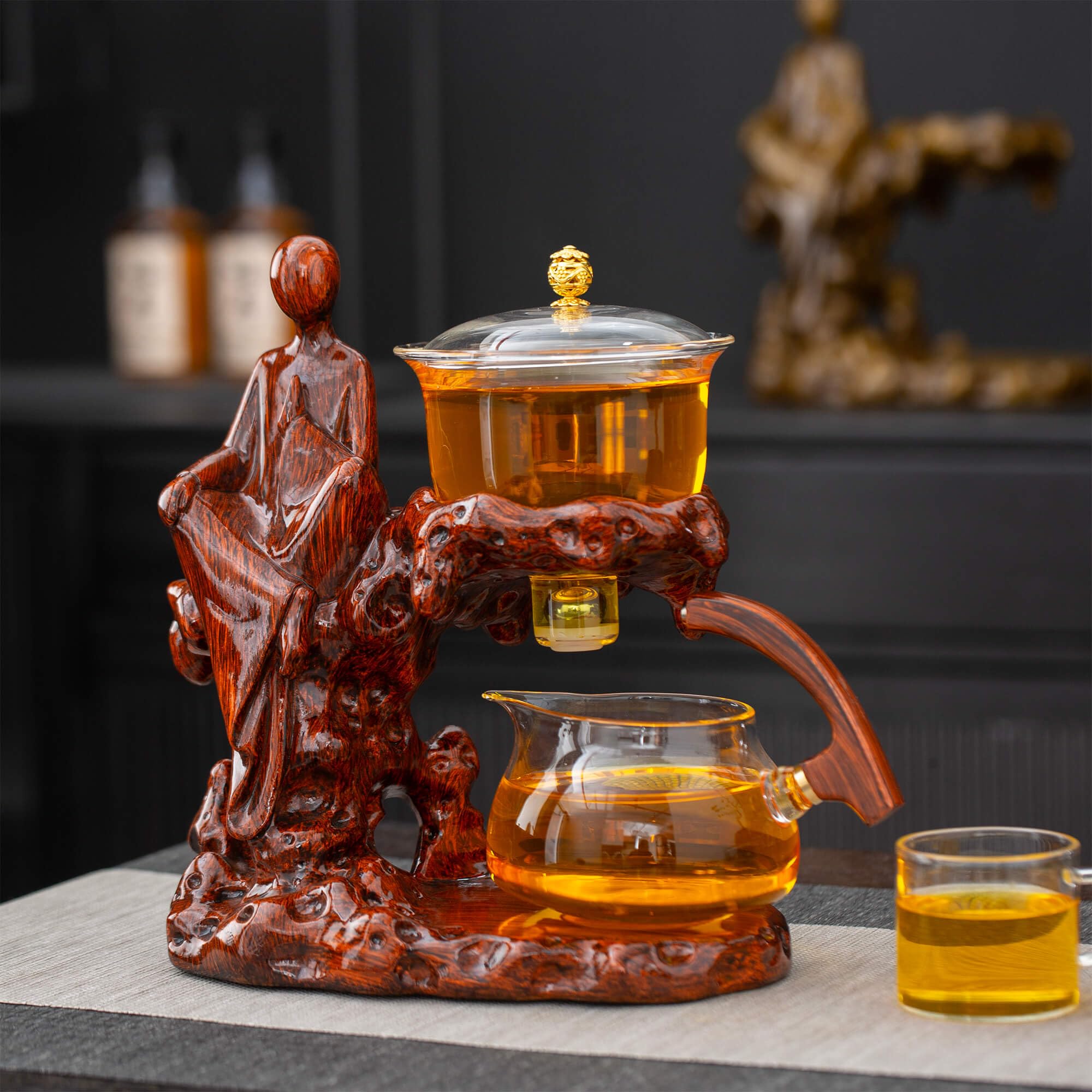 Photo 1 of Zurucily Kungfu Tea Sets Semi Automatic Glass Teapot Set (Meditation-red)