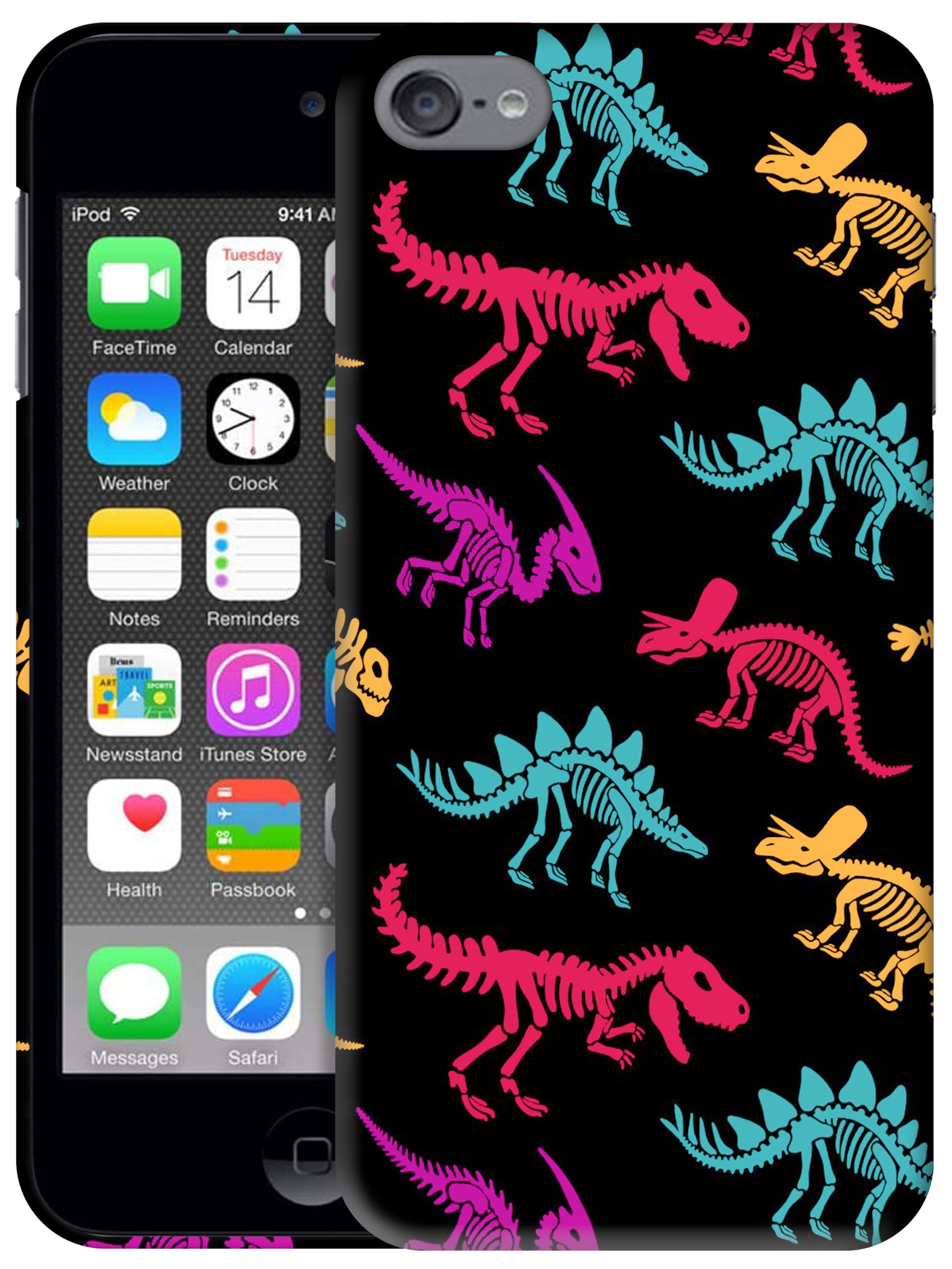 SM CASES Compatible with for iPod Touch 7, iPod Touch 6, iPod Touch 5 Case - Dinosaurs Skeleton Pattern Design 3D Printed Phone Back Hard Plastic Cover for iPod Touch 7/6 / 5.