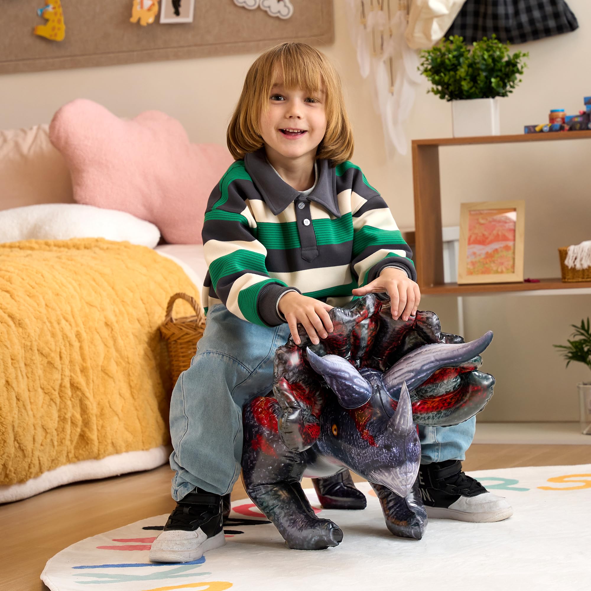 Image secondaire de JOYIN Triceratops Jouet gonflable dinosaure pour fête de piscine, décoration de fête d'anniversaire, cadeau pour enfants et adul