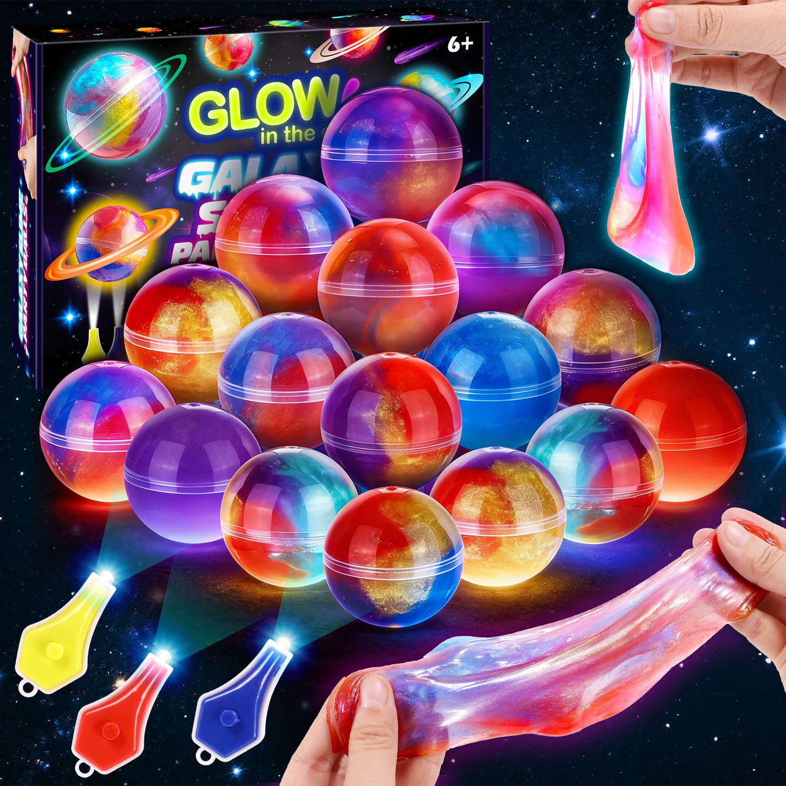 Hapikids Galaxy Glowing Balls Slime Set, Geschenk Junge Mädchen 6 7 8 9 10 11 12 Jahre Schleim Kinder Spielzeug ab 6-12 Jahre Jungen Mädchen Mitgebsel Kindergeburtstag Geburtstagsgeschenk für Jungs